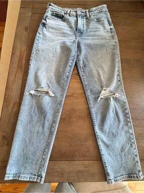 Old Navy Light Blue Straight Leg Jeans with Knee Rips